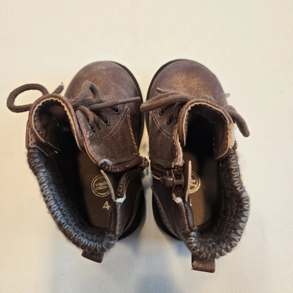 Wondernation Brown‎ Zip Up Kids Boots